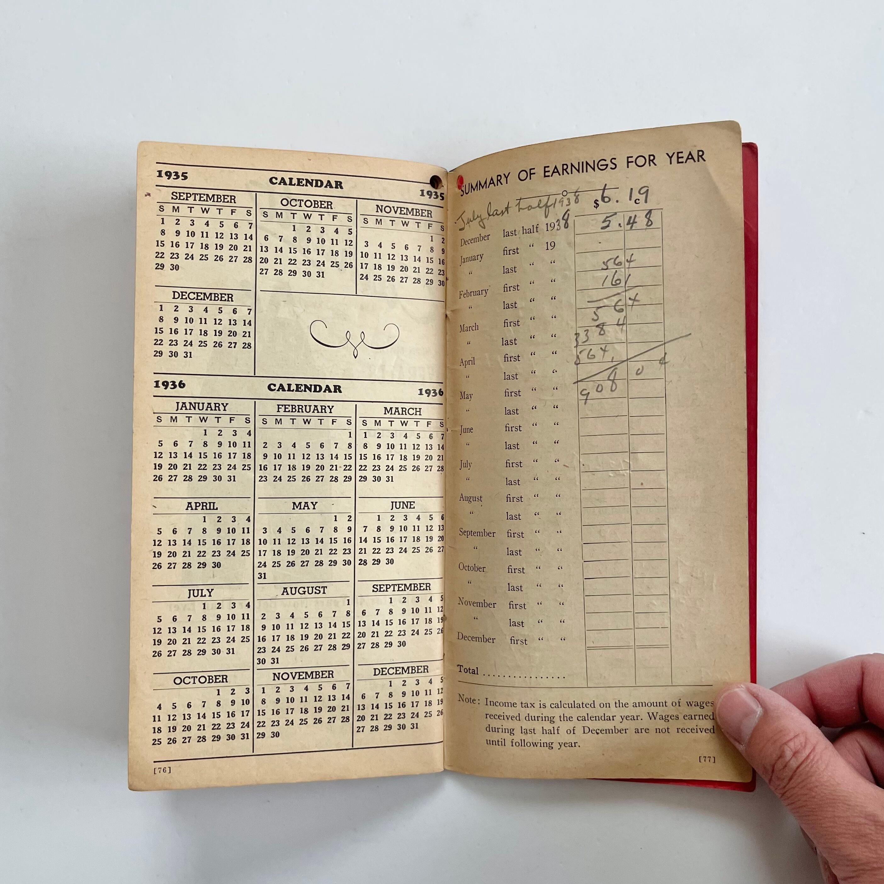 1935-36】 Carhartt 'Time Book' | swallows