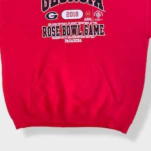 【BULE84】カレッジ ジョージア大学 GEORGIA アーチロゴ アメフト ROSE BOWL ローズボウル パーカー ロゴ プリントプルオーバー スウェット フーディー hoodie XL 赤 us古着