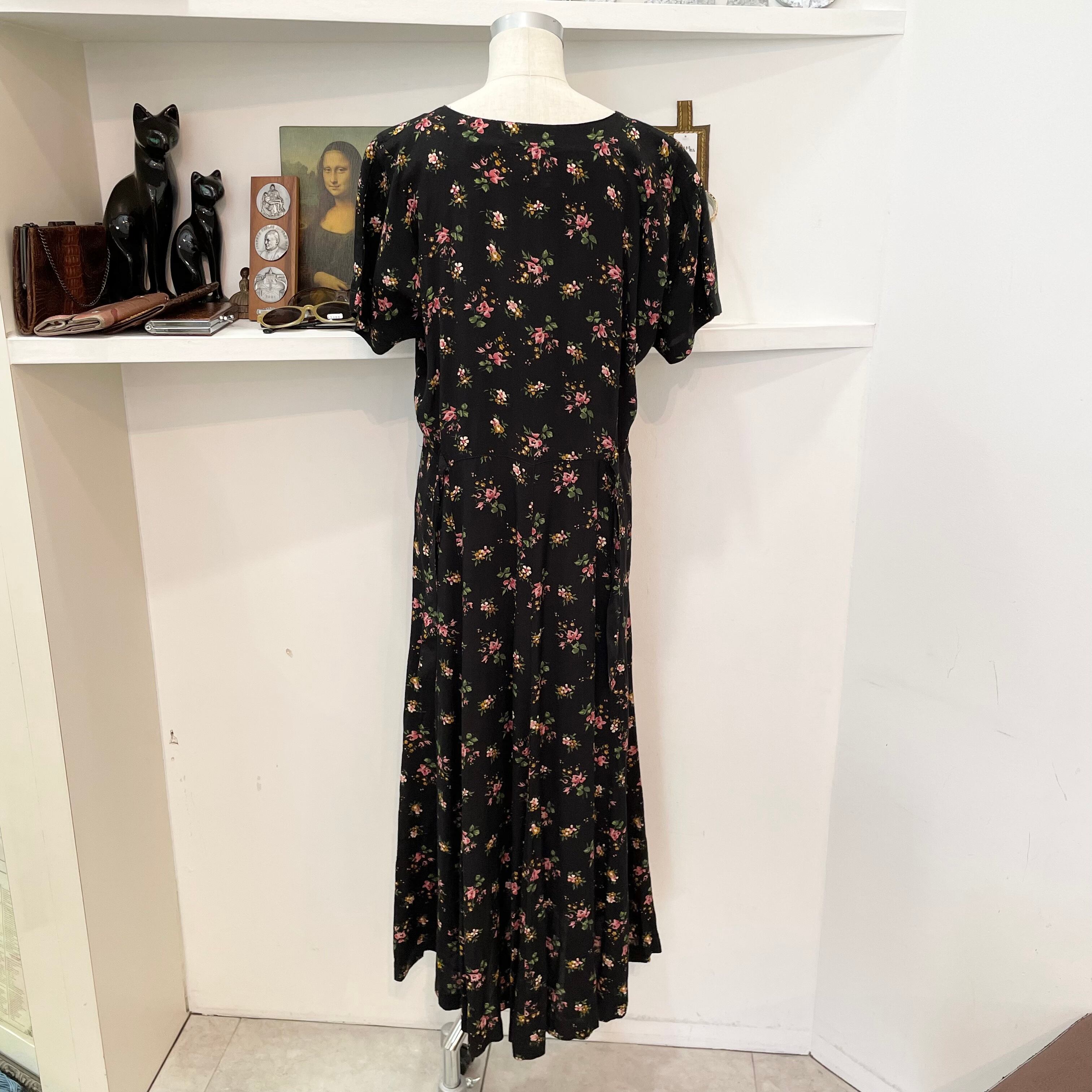 vintage/one-piece/flower/black/long/ビンテージ/ヴィンテージ