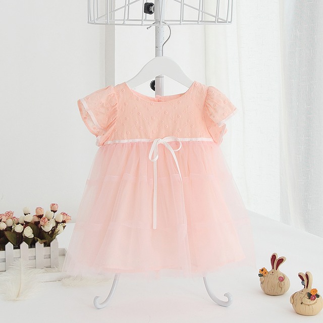 チュールが可愛い半袖チュニックワンピ（ピンク）