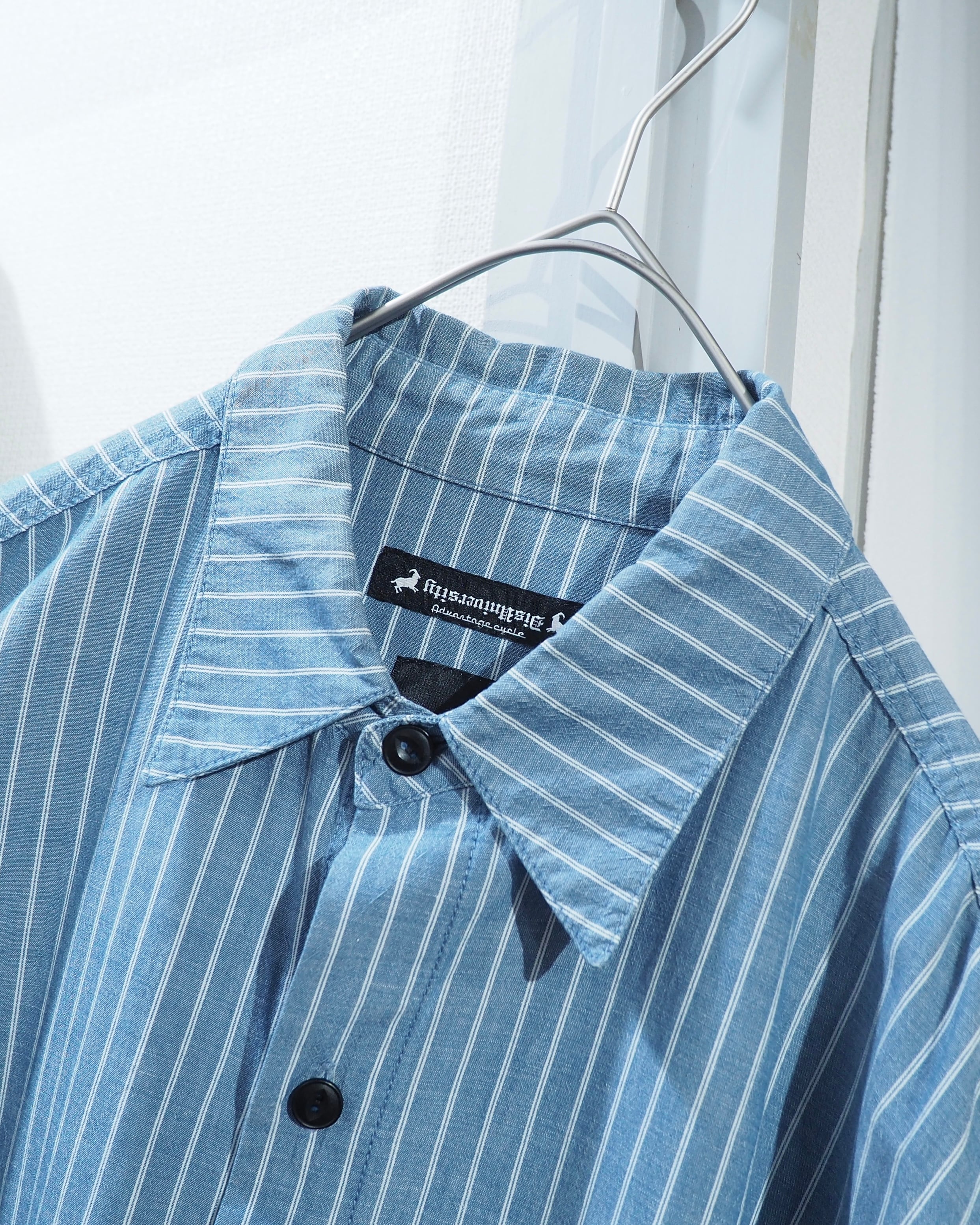 ” Advantage cycle × JIEDA - 再構築 ” Over silhouette Stripe switching shirt