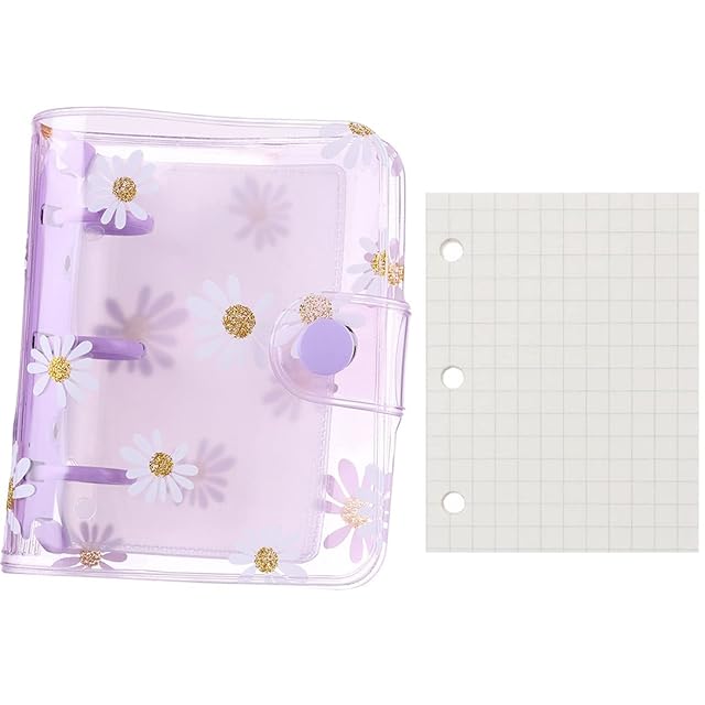 ミニシステム手帳 3穴バインダー おしゃれ 菊の模様 カバー 透明 防水