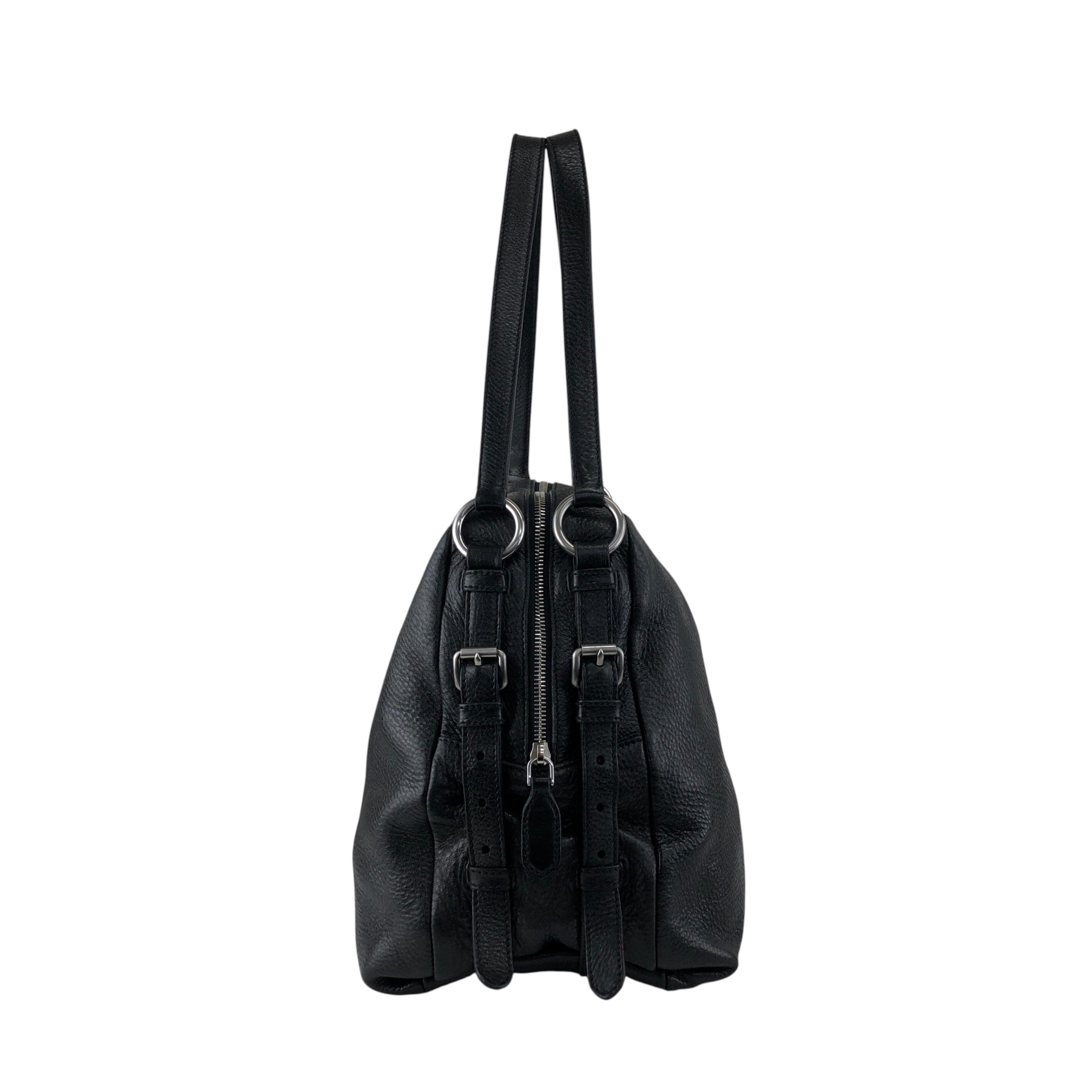 PRADA プラダ ショルダーバッグ ブラック ロゴ レザー vintage