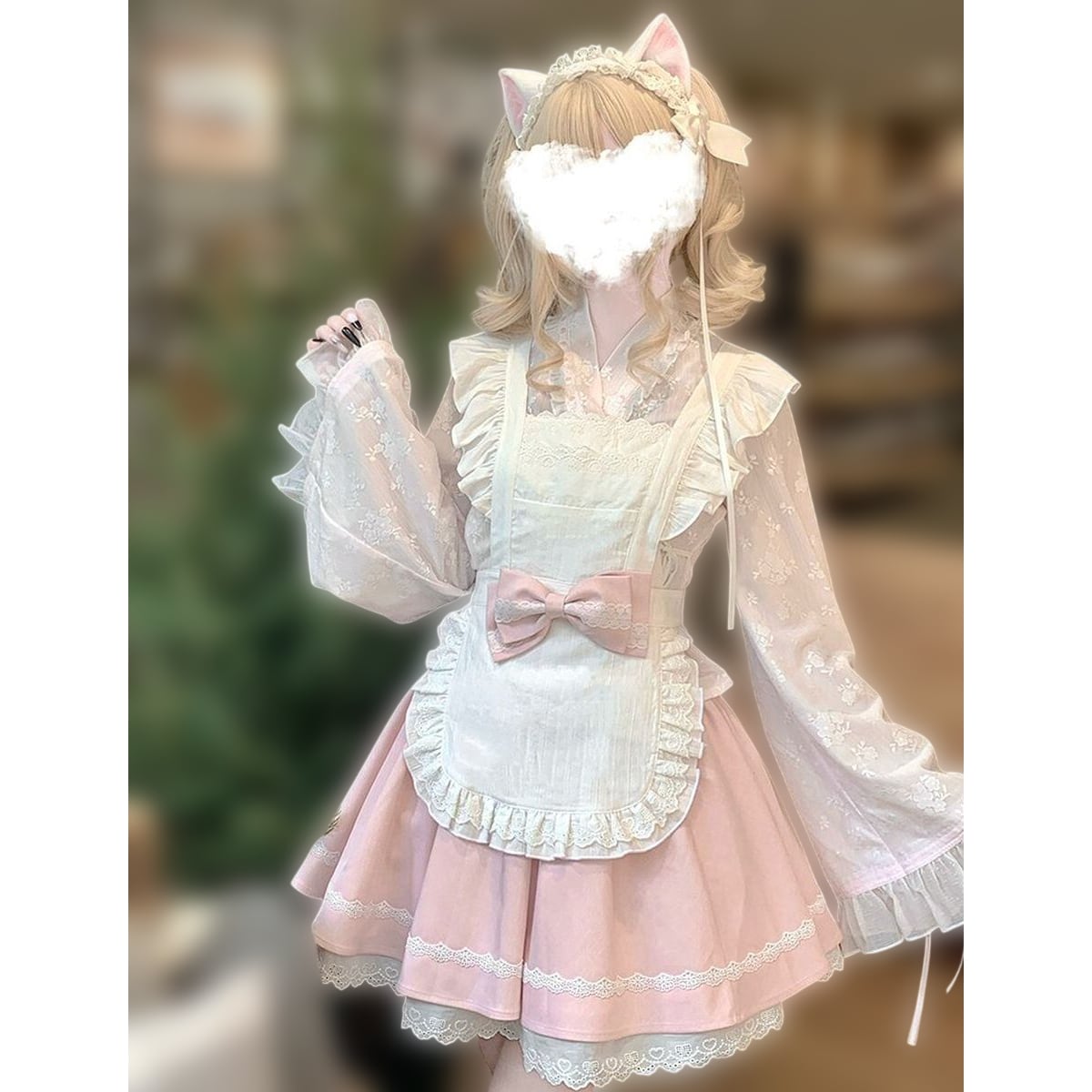 和風ピンクフリルメイド服セット | Maiden's Rêve