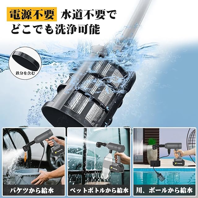 高圧洗浄機【8.5MPa強化版・超軽量560g・ぴかぴか洗浄店監修】ミニ高圧