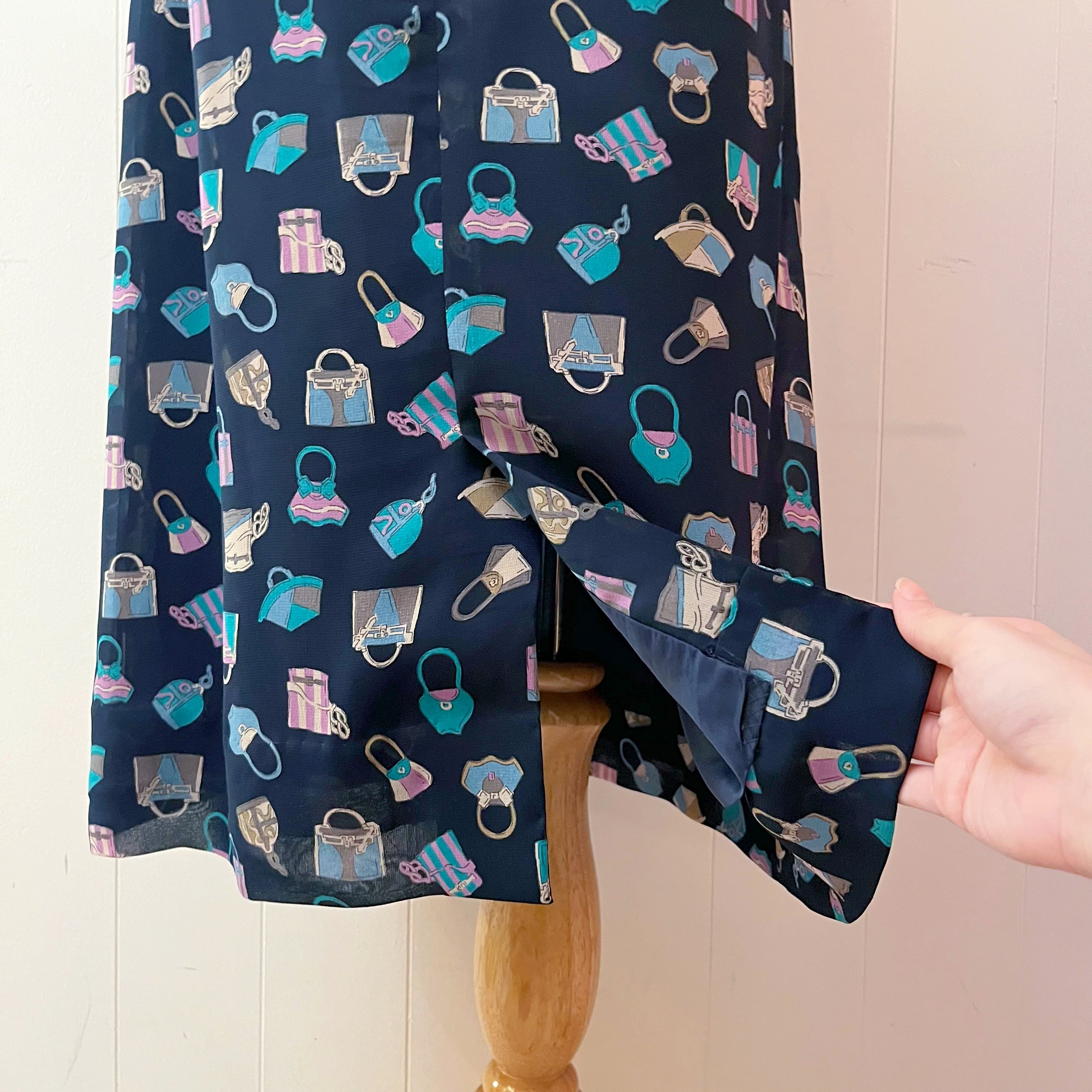 navy retro hand bag sheer skirt