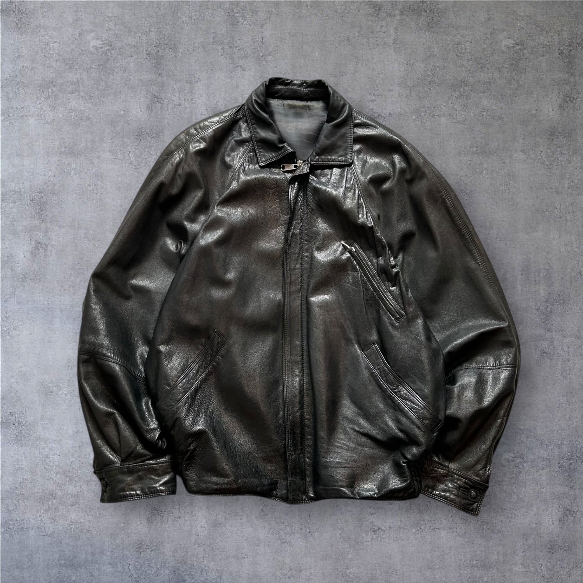Special!! 1980s GIANNI VERSACE Design Leather Zip Blouson