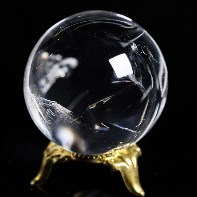 〔D475-14〕約44mm ブラジル ミナスジェライス州 天然水晶 天然クォーツ スフィア 水晶  丸玉 1個【メール便不可】