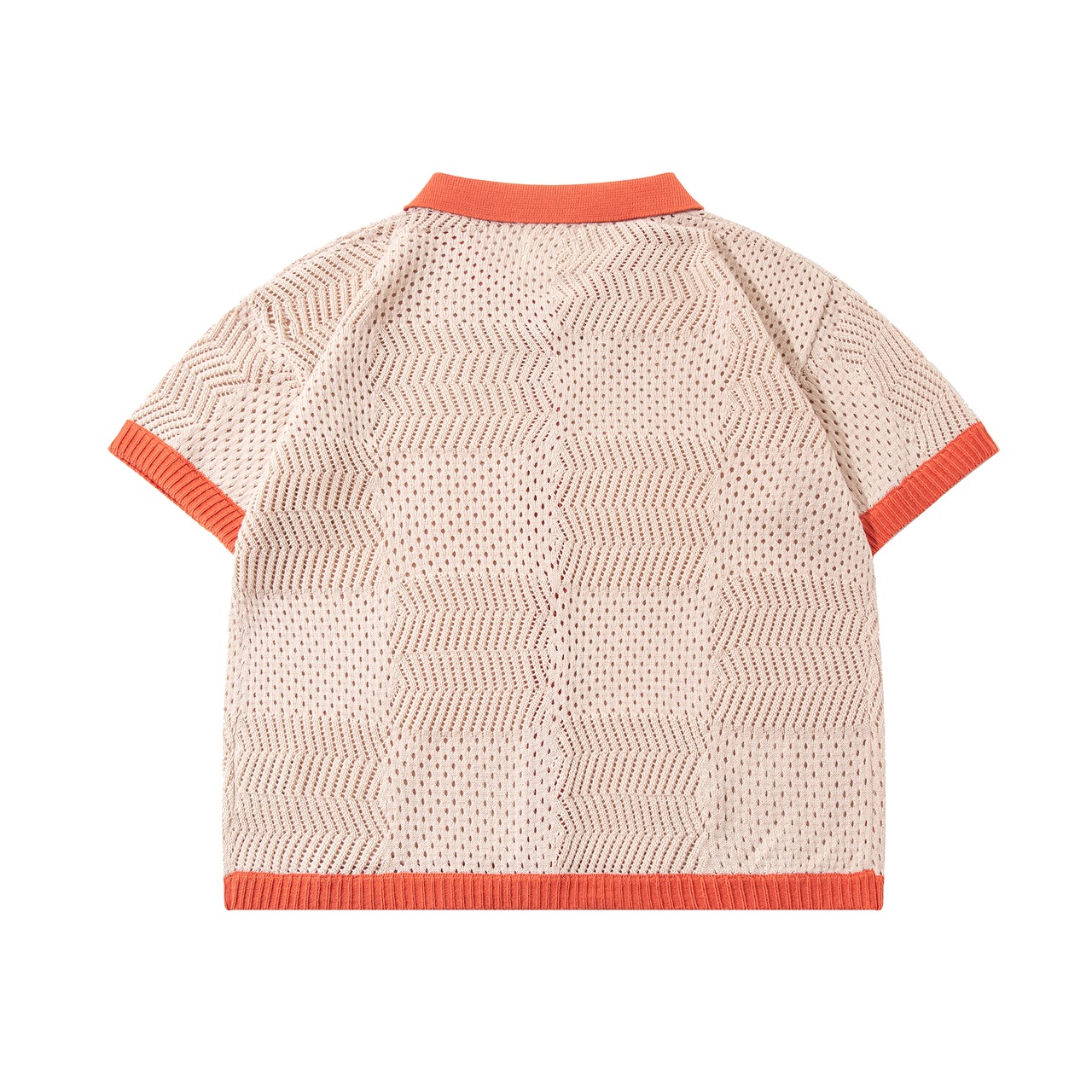Knit Planet/Crochet Shirt  -cream/orange