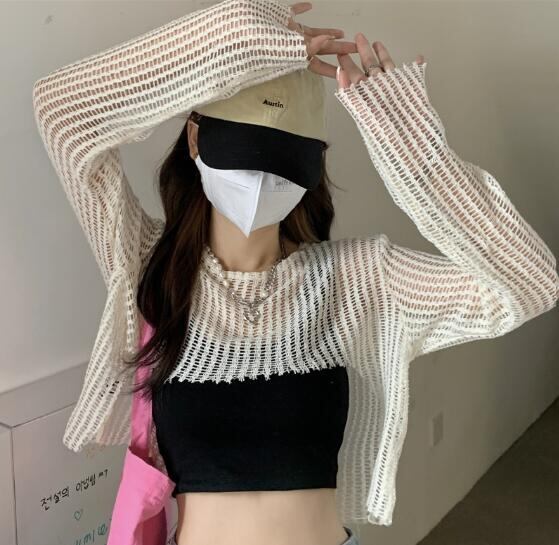 新作 レディース トップス ニット メッシュ 2WAY 日焼け止め