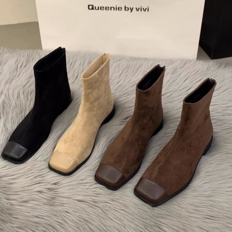 square suede short boots m0524