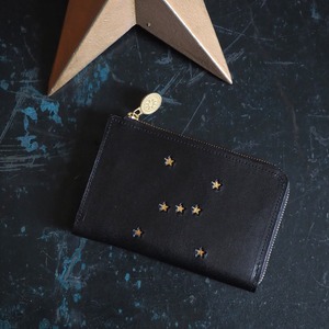 L-shaped zipper middle wallet (ORION black) cowhide