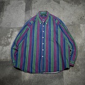 multi stripe denim button down shirt