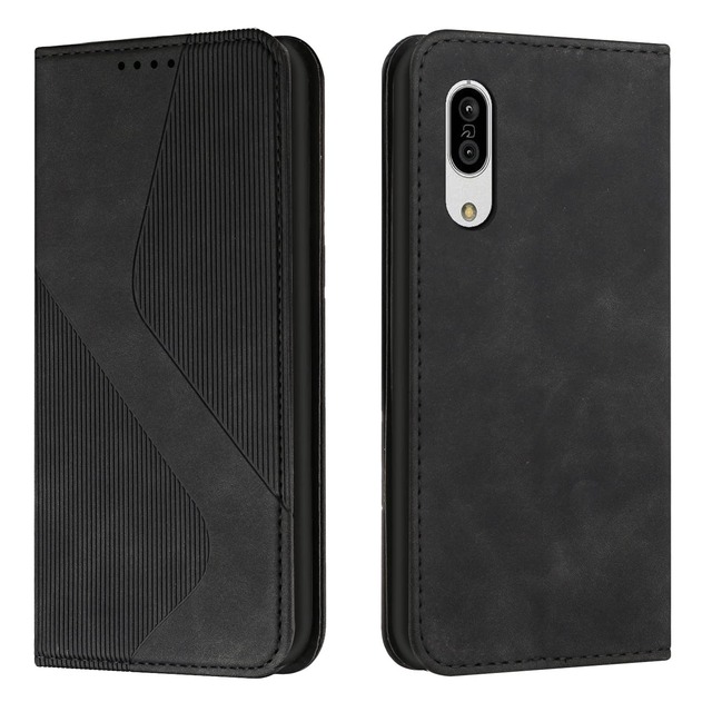 LODROC 対応 AQUOS Sense3 ケース 手帳型 センス3 lite 財布型 カバー アクオス Android One S7 手帳型ケース LODROC スマホケース sense3 basic SHV45 SH-02M SH-RM12 ケース スタンド機能 カードポケット収納 耐衝撃 シャープ センス3 sense3 lite ケース 手帳型 - 黒