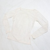【美品 日本製 社交ダンス衣装】ホワイト Chacott チャコット トップス ブラウス 白 長袖 レース 透け感 レッスン 練習着