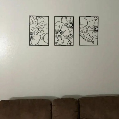 メタルウォールアート 3個セット 花 幾何学ウォールアート ウォールアート