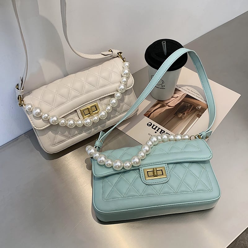 スモールバッグレディースバッグ2020人気のニューウェーブサマーワイルドダイヤモンドショルダーバッグファッションパールポータブルスモールスクエアバッグ Tiancai_Wing_Bag6975145