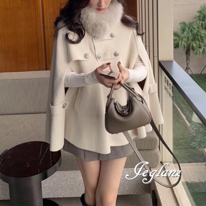 ケープ コート ポンチョ コート ショート丈 エレガント (M0276)υ