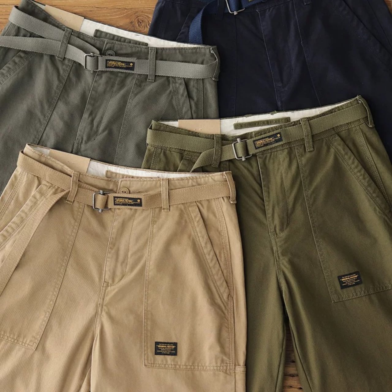 ウエストベルト付き レギュラーフィット チノパンツ 00119