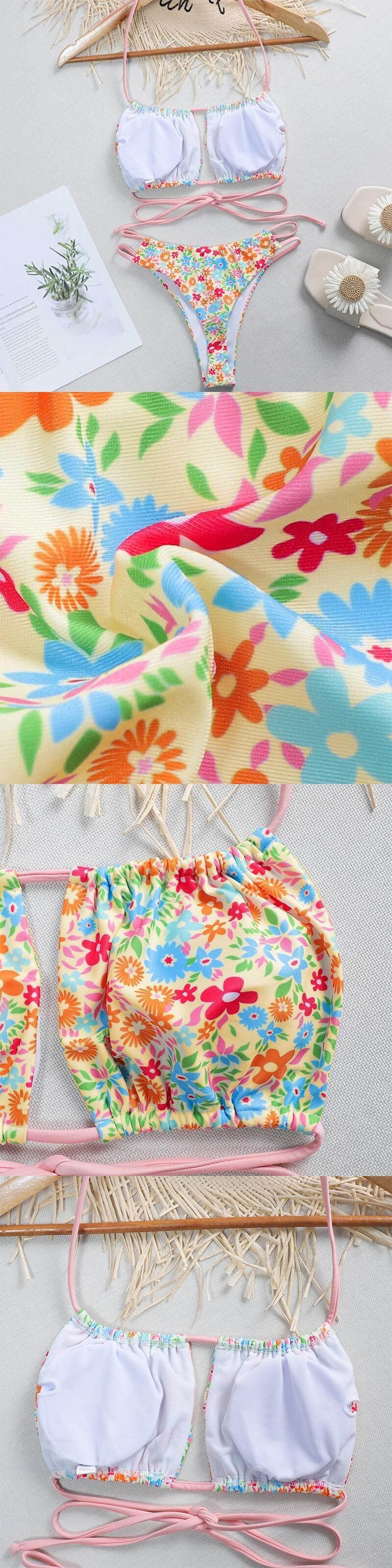 送料無料 In-XBandeauビキニセットSexyHollowout水着女性StringBandage