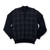 BURBERRY GOLF バーバリー ゴルフ チェック柄 ハーフジップ ウールニットセーター サイズ LL /メンズ/ブラック/三陽商会/裏地付き