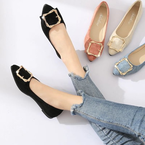 韓国ファッション 走れるパンプス ポインテッドトゥ 走れる美脚パンプス フラットシューズ パンプスローヒール パンプス 靴 レディース パンプス 痛くないヒールパンプス