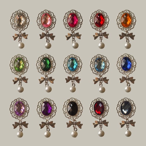 【1個 100円】フラワーレース  リボン パール　ドロップ オーバル センターパーツ　シルバー台座