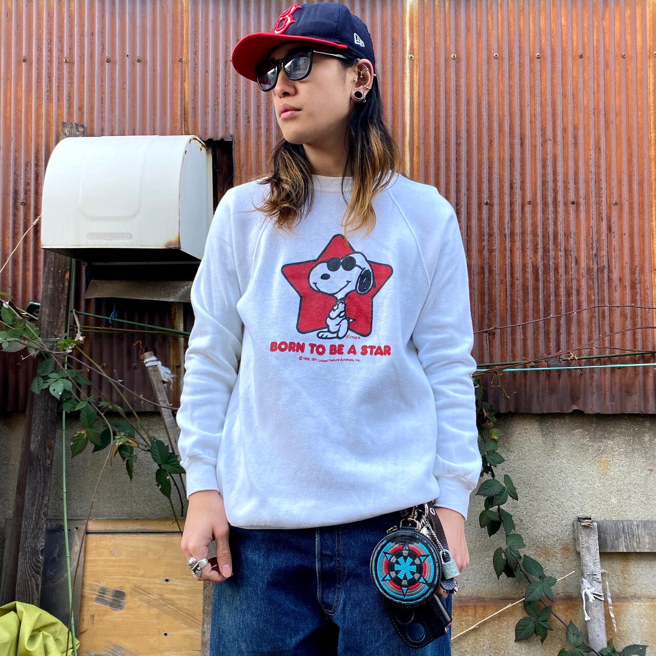 70〜80年代 SNOOPY スヌーピー ラグラン キャラクタースウェット 