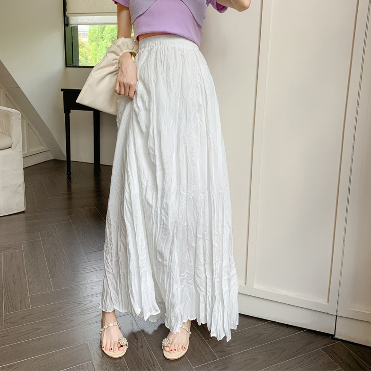 しわ プリーツ ロング スカート 10220