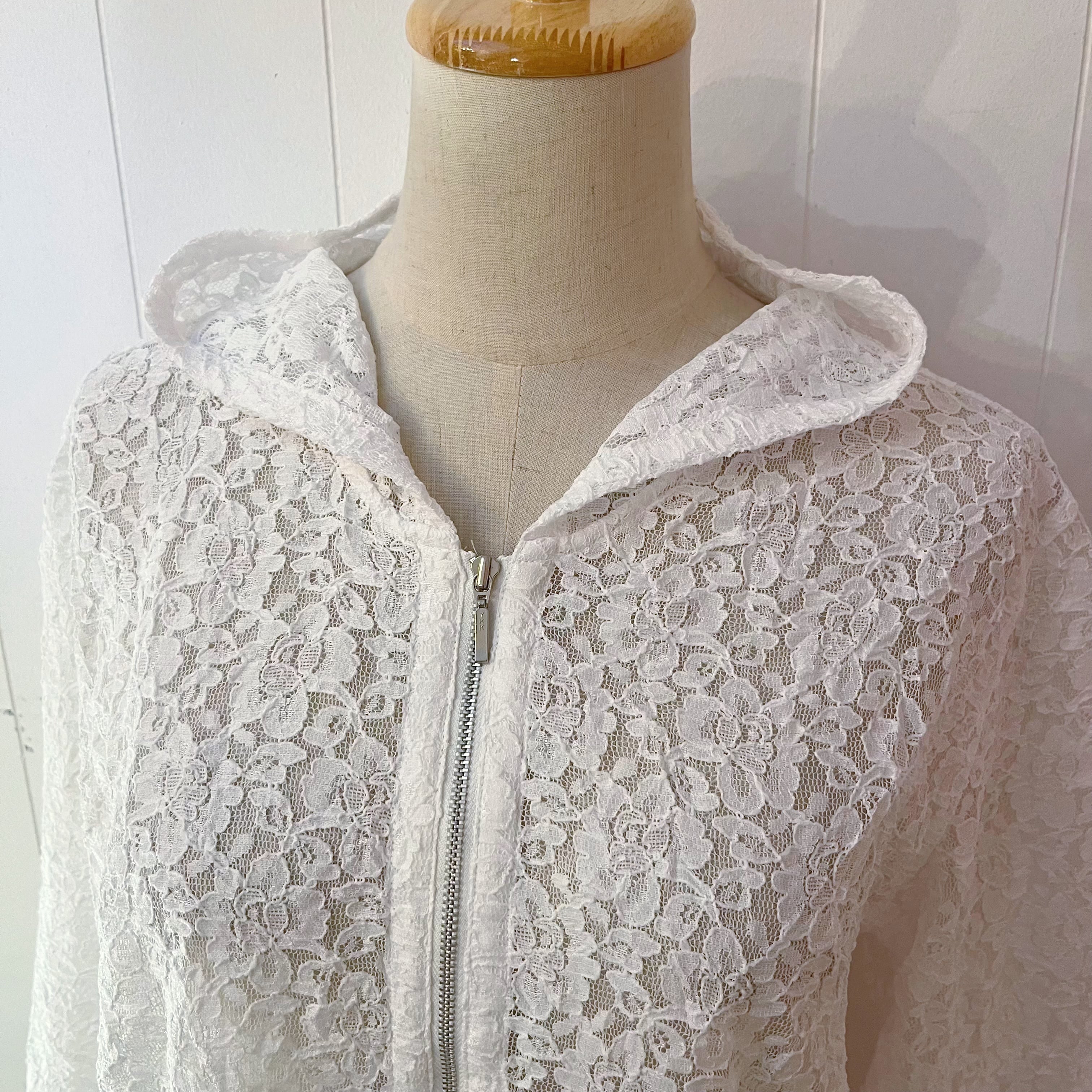 white flower lace hoodie