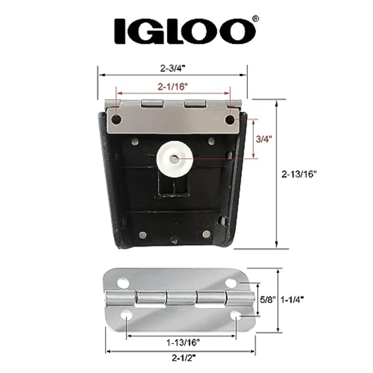 Igloo Cooler 高耐久ステンレススチールパーツキット - ラッチ2個、ヒンジ3個、ラッチポスト&ネジ - マリングレード、耐腐食性パーツ