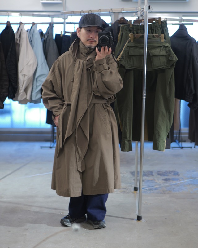 予約販売 | i’m here : - HAOLI TRENCH COAT ：Khaki｜フード型ストール／2WAYトレンチ／和洋折衷の羽織