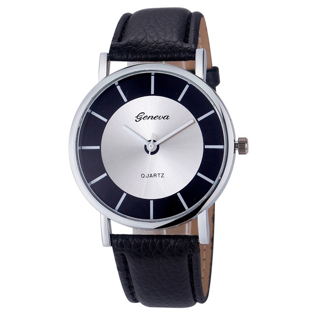 スプレンディッドジュネーブ女性ファッションレトロダイヤル革アナログクォーツ腕時計時計