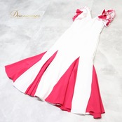 フラメンコ 衣装 creaciones Roal ドレス ワンピース ホワイト系 ピンク系 白 赤 ピンク ボランテ フリル 無地 ダンス パーティ 発表会 明るい レディース かわいい エレガント 舞台衣装 発表会衣装
