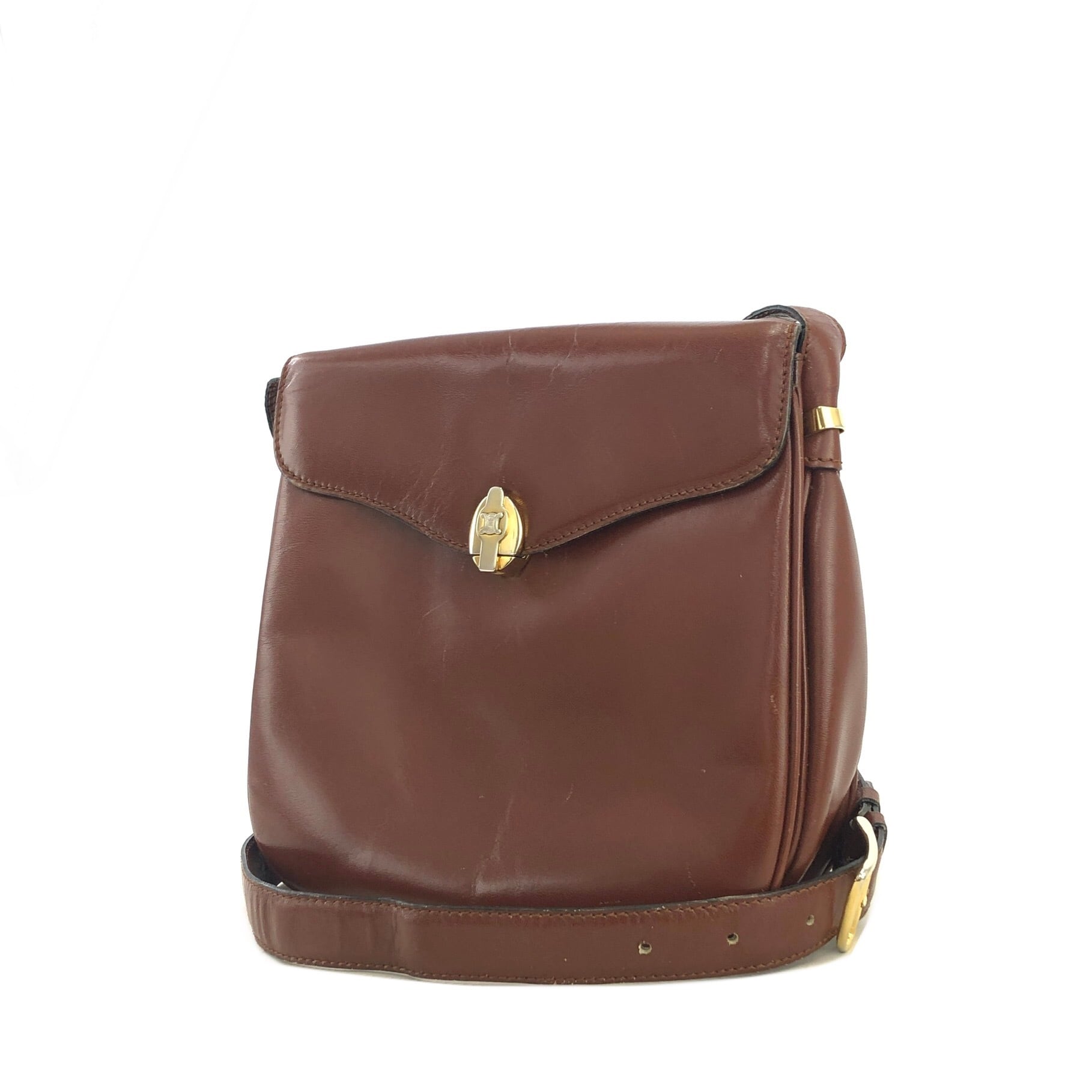 ★美品★セリーヌ フラゾン ショルダーバッグ CELINE セリーヌ ブラゾン トリオンフ ボタン レザー ポシェット ミニ