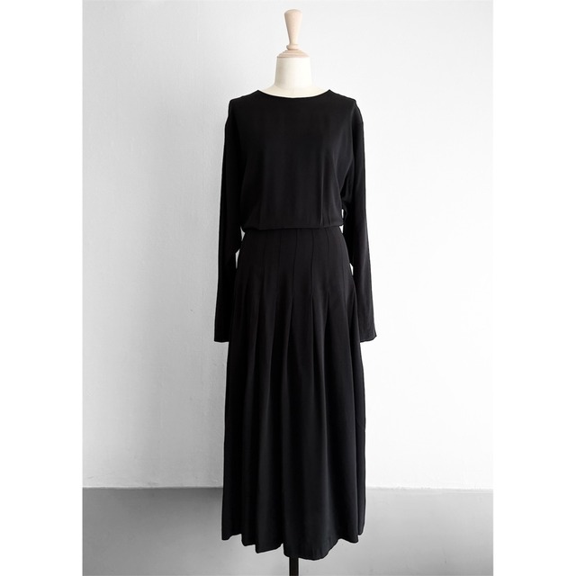 Black Rayon Back Button Dress made in USA