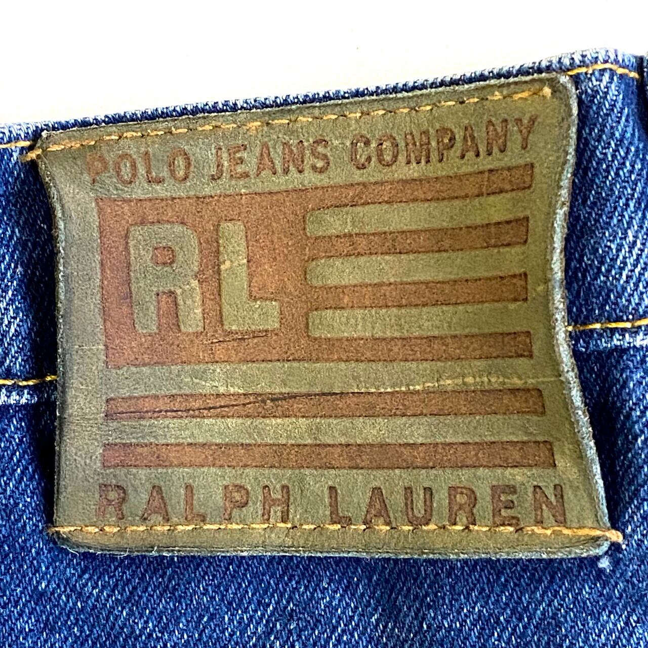 Ralph Lauren ラルフローレン ロゴ刺繍 ストレート デニムパンツ 濃色