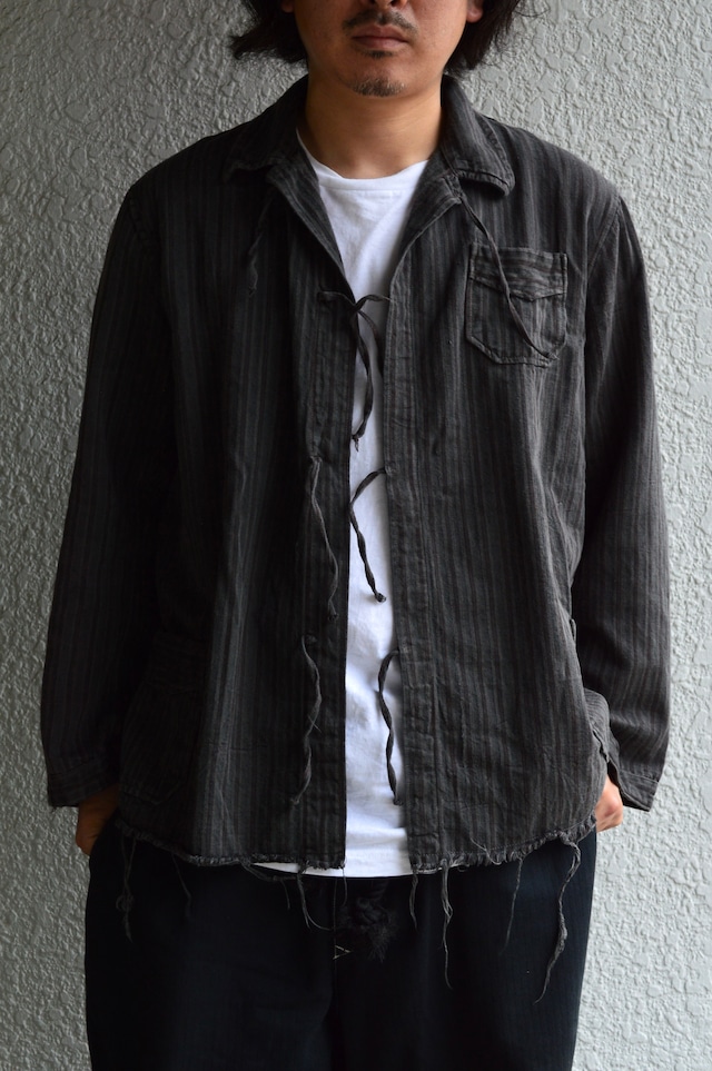 VENTITANK PROJECT Bulgarian Army 1950's-60's Dead Stock Custom Remade & Dyed Sumi Kuro Sleeping Shirt Jacket Type Red Multi3 ブルガリア軍 スリーピングシャツ ジャケット 50s 黒染め