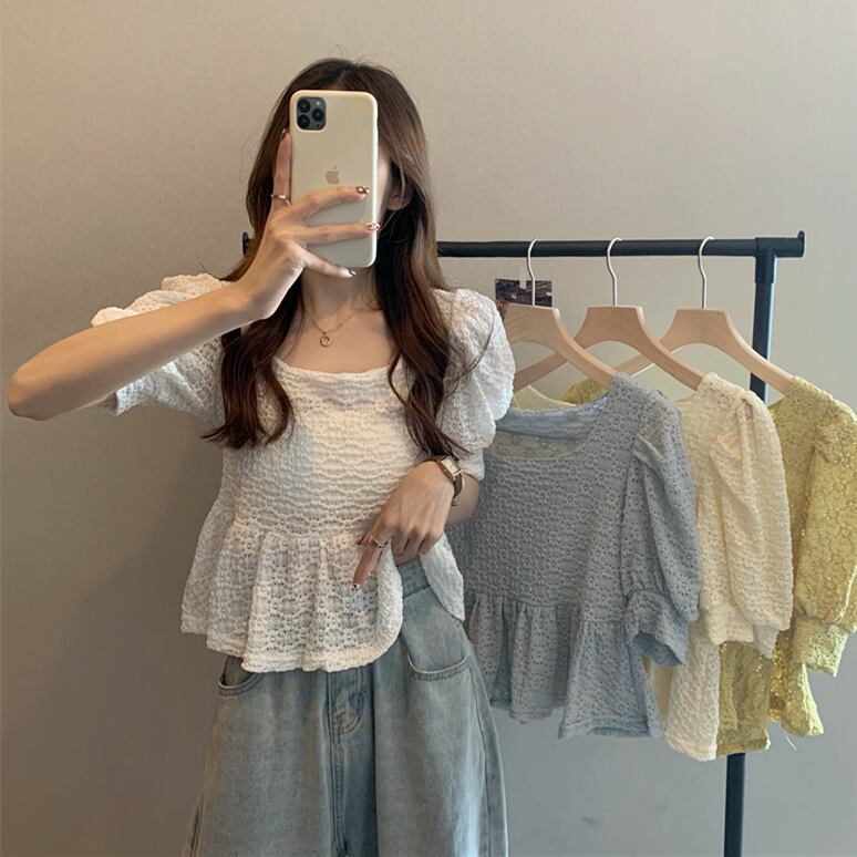 サマーシフォンレースシャツ スリム 大人ガーリー スウィート キュート カジュアル 夏物 かわいい YY-ファッション26356950529