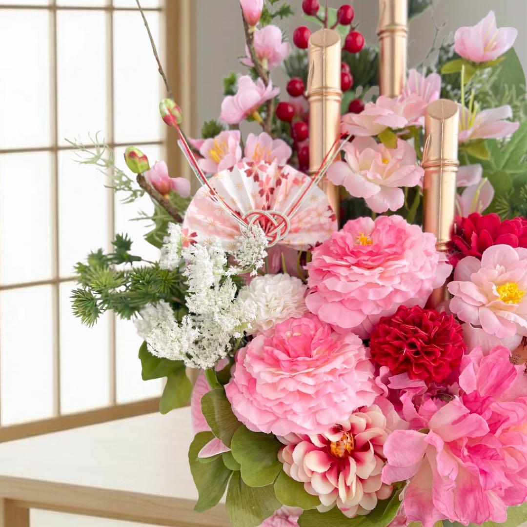 ㉕ 和モダン門松 M｜可憐な花々と竹が奏でる、モカアンドマルシェの