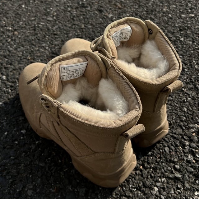 予約販売】ブーツ メンズ スノーブーツ ベージュ 靴 ハイカット ボア
