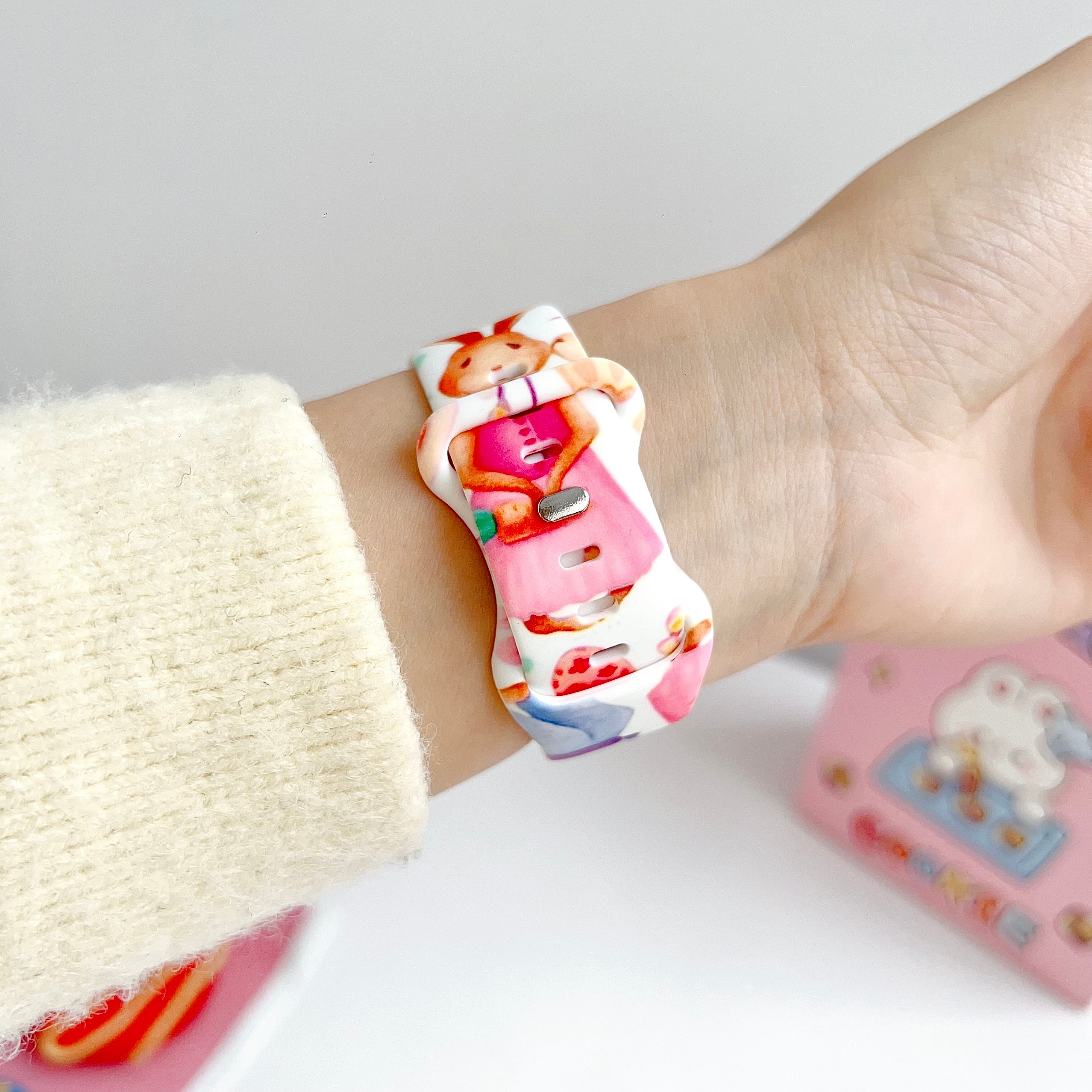 シリコンバンドウォッチ■ウサギたくさんカラフル■腕時計■新品未使用 可愛い うさぎ Apple Watch シリコンバンド Series 11 10 9 8 7 SE対応