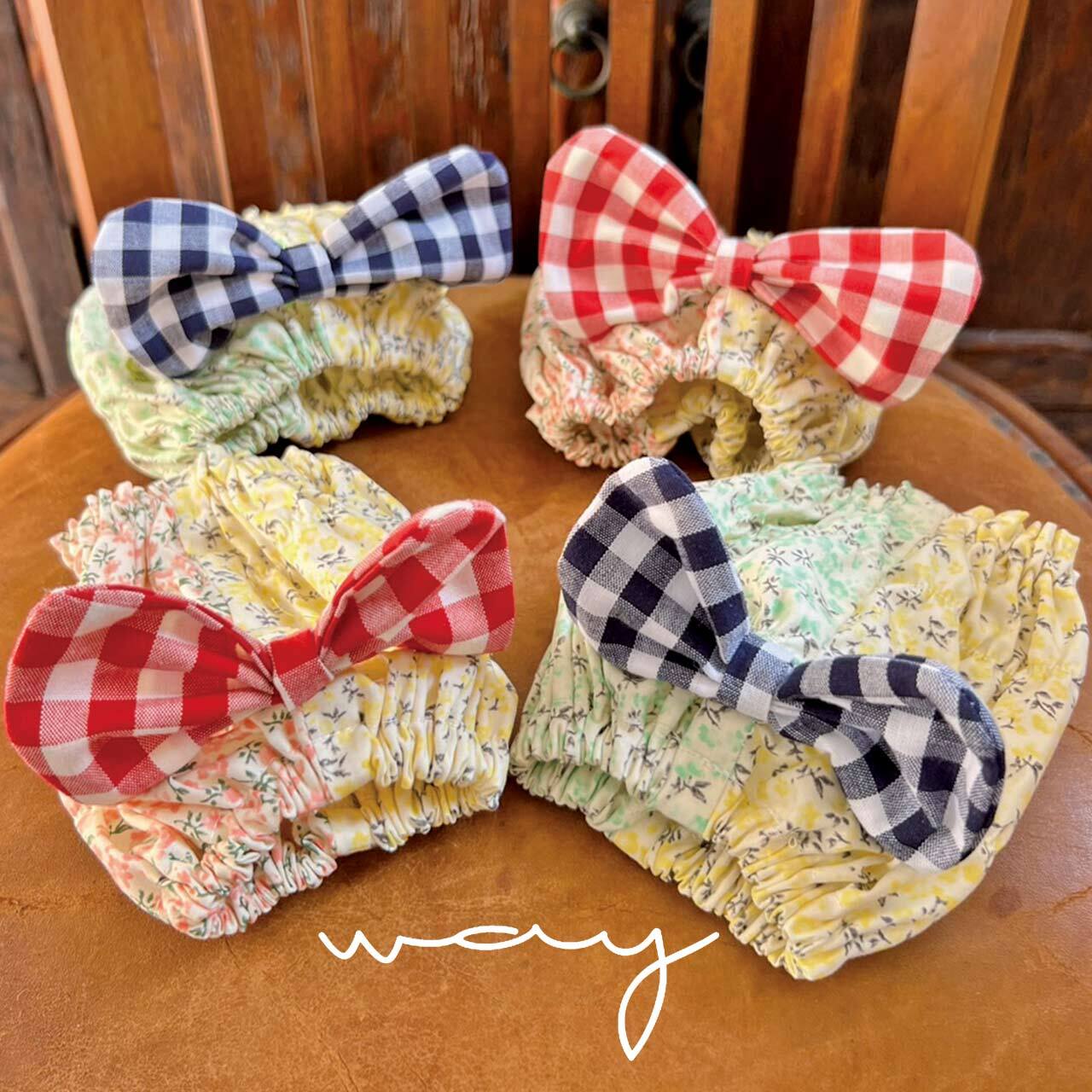 リバティプリントスヌード_ギンガムチェックビッグリボン