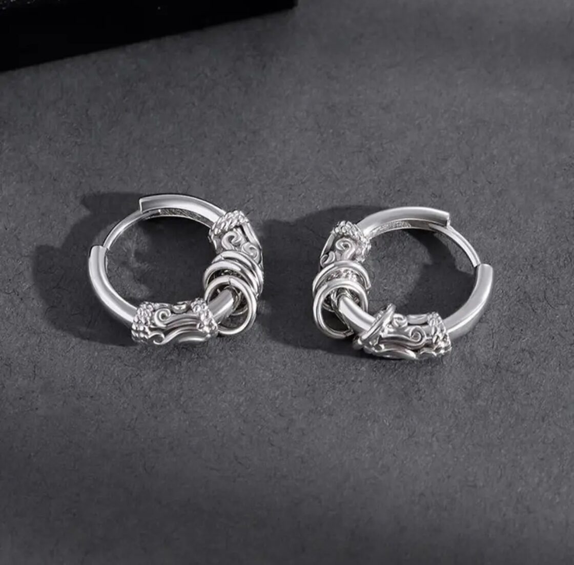 メンズ ピアス リングピアス シルバー デザインピアス 片耳 フープ 