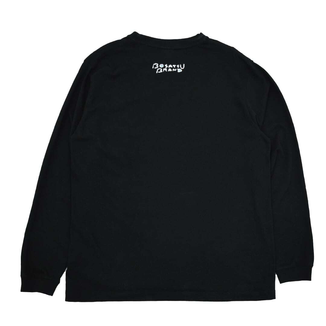 善財童子 仏像 ロングスリーブ Tシャツ (刺繍) 5.6oz ブラック