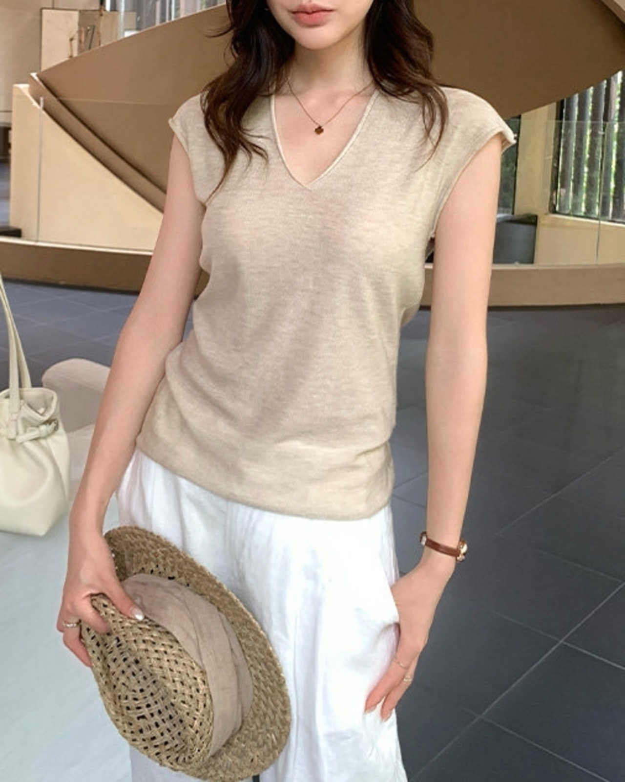 VネックフレンチスリーブTシャツ 4color A0990 - 5