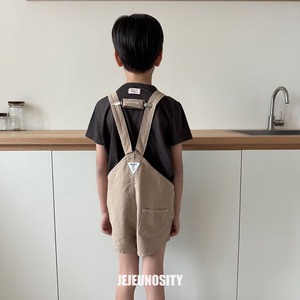 【jejeunosity】サマーバージョン！コットンベリーショートオーバーオール サロペット ベージュ 90〜120cm 240703