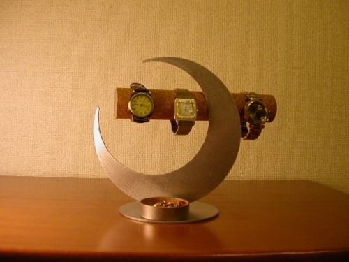 クリスマス 腕時計スタンド 名入れ ラッピング ムーン腕時計スタンド 丸トレイ ak-design No.80413