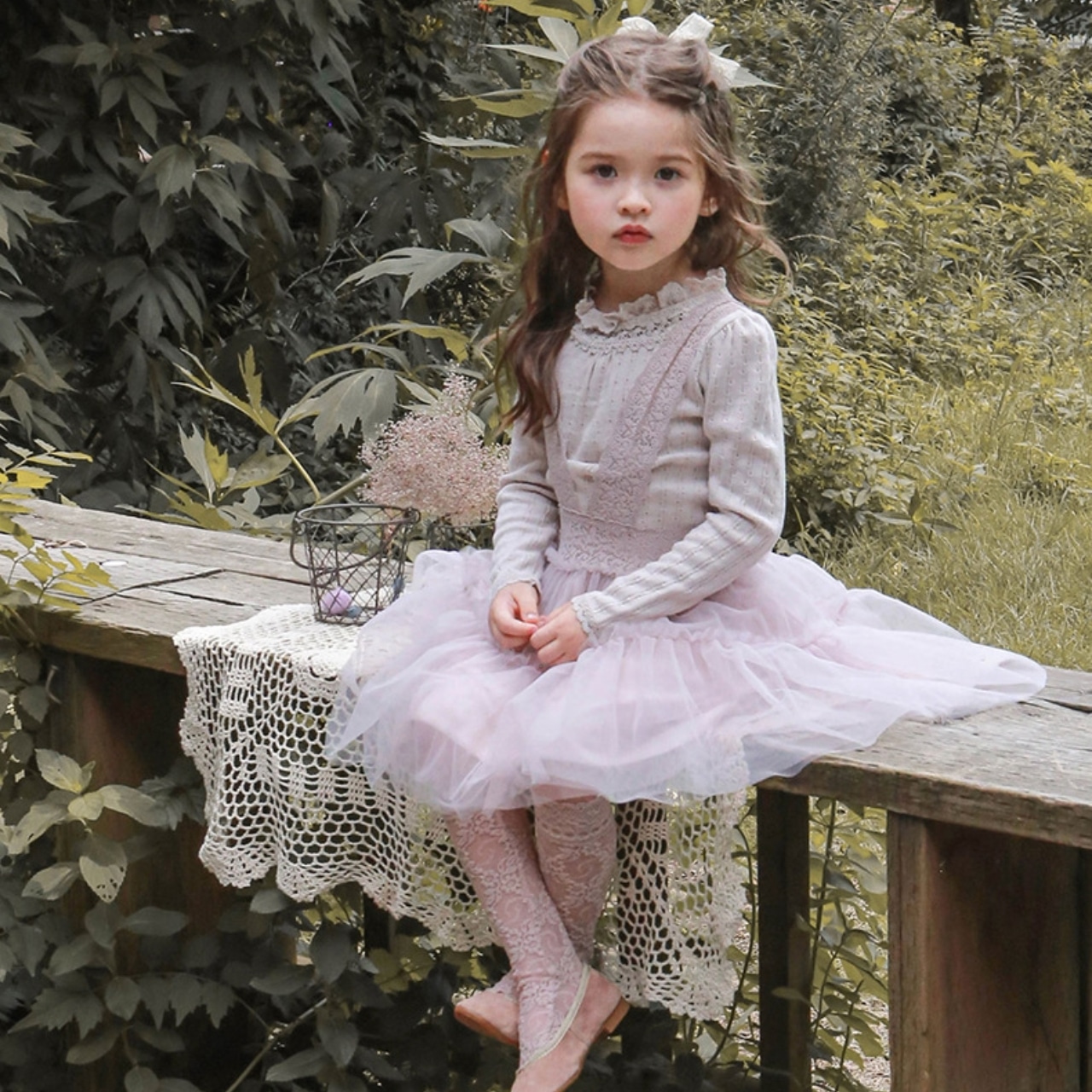 秋レース襟リブTシャツ2色