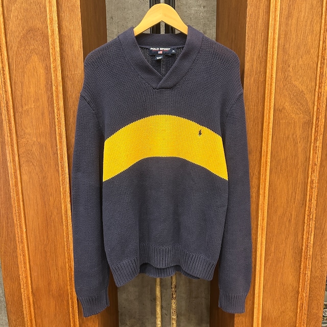 1990s POLO SPORT 2TONE V-NECK COTTON SWEATER⑧